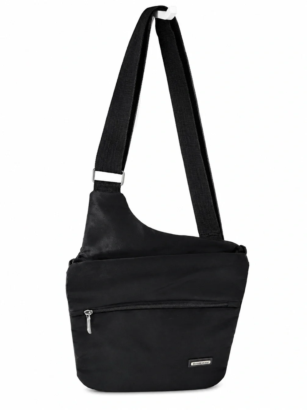 Brookstone Black Travel Crossbody Messenger Bag Multi-Pocket Adjustable Strap